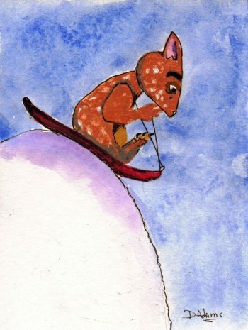 Fraz On His New Sled by Debbie Adams