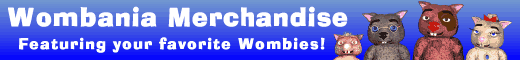 Wombania merchandise featuring the Wombies, Binky, Winky, Twink, and Fraz