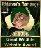 Rhianna's Rampage Great Wildlife Website Award